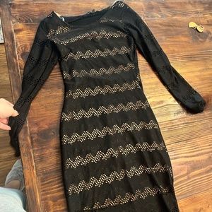 Black and nude bodycon dress
